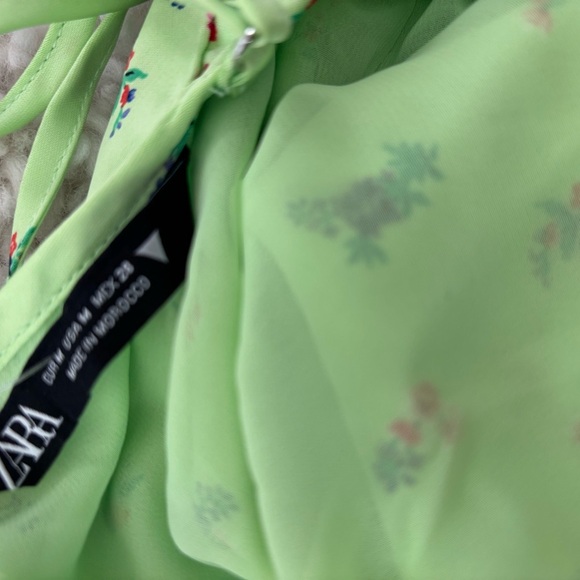 ZARA Floral Lime Green Slip Dress - Picture 3 of 5